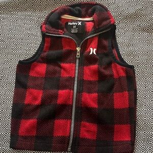 Boys 3T Hurley Red and Black Plaid Vest